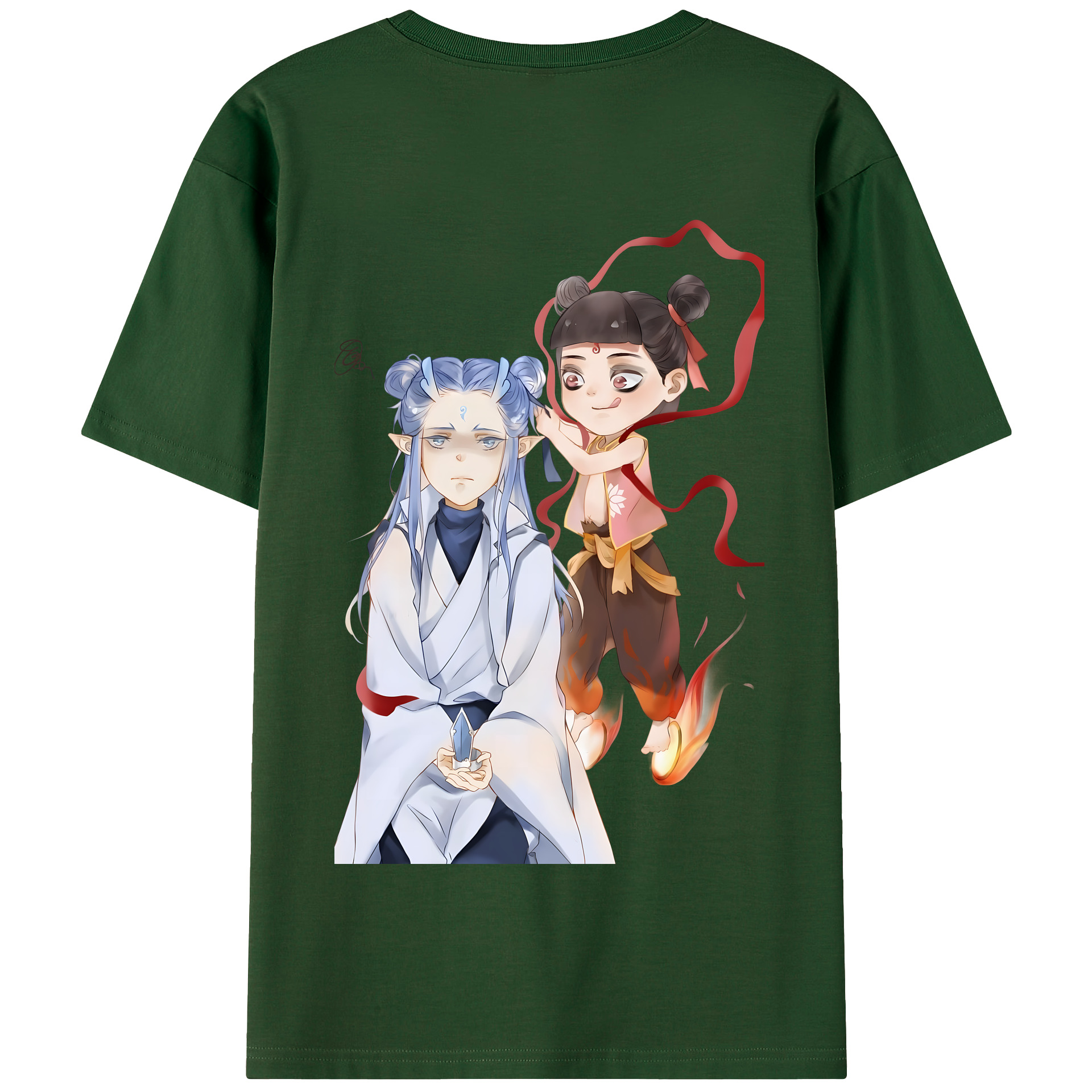 （画像用） Ne Zha 2 ナタ 魔童の大暴れ 綿100％半袖Tシャツ（背面プリント）